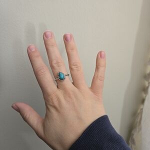 Turquoise Teardrop 925 Stamped Silver Ring - Women Jewelry